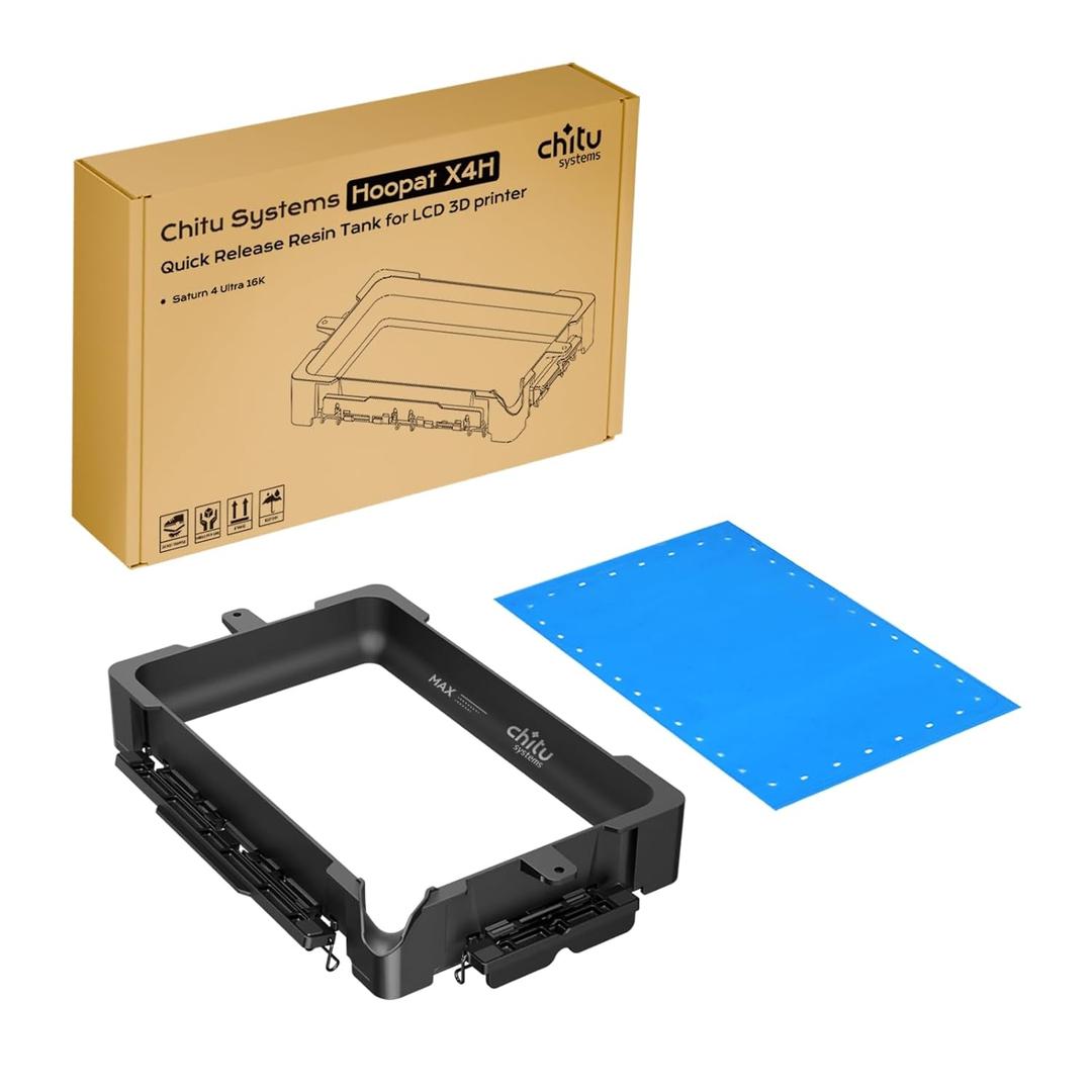 Chitu Systems Hoopat X4H Quick Release Resin Vat for ELEGOO Saturn 4 Ultra 16K 3D Printers with Pre-Holed PFA Release Film, Swap in 1min for Easy Printing