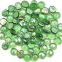 Flat Glass Marbles 1 Pound Vase Filler Fire Pit Glass Pebbles for Indoor Plants, Aquarium Fish Tank Decorations, Home Decor, Fire Pit, Landscaping, Arts Crafts (Green)
