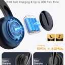 AOC Wireless Headset with Mic for Work, Bluetooth 5.4 Wireless Headset with AI Noise Canceling Mics, USB A/C Dongle, Charging Base & Mic Mute, Wireless Headphones with Mic for Laptop, PC (Black)