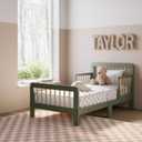 Storkcraft Pasadena Toddler Bed (Olive & Driftwood) - GREENGUARD Gold Certified, Fits Standard Crib Mattress, Toddler Rails Included, Complete Design with Headboard & Footboard