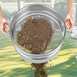 19“ Large Soil Sifter with Handle for Gardening, Dirt Sifter, Compost Sifter, Rock Sand Sifter, Wheelbarrow Sifter, Garden Soil Sieve, Metal Gravel Pellet Worm Sifter, Heavy Duty Bin Outdoor