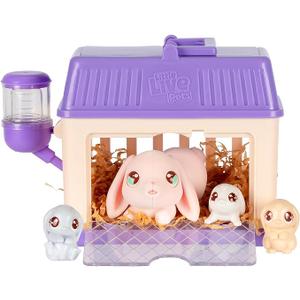Little Live Pets Bunny Mini Interactive Live Pet Toy Set, Hutch Animal Playset with 3 Surprise Babies, 20+ Sounds, Bunny Accessories for Girls Toys for Ages 3+