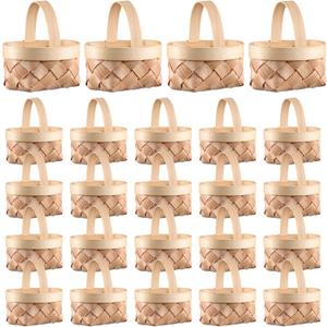DOITOOL 24Pack Mini Woven Baskets with Handles, Wood Chip Baskets Farmhouse Small Basket Miniature Flower Basket Woven Candy Gift Baskets for Wedding Party Favors Crafts Decor, 59Q8OXQZYL51035K1DYG