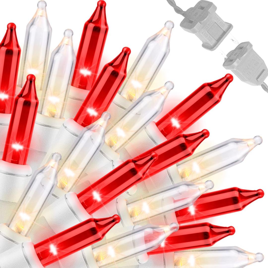 LAMPHOME 100 Count Red Clear Valentine Lights, Connectable 20ft Valentine Room Lights, Plug in Christmas String Light Indoor Outdoor for Christmas Bedroom Valentines Party Valentine's Day Decoration (Red and Clear-White Wire)