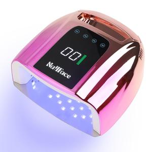 96W Rechargeable UV LED Nail Lamp UV Light for Gel Nails Cordless Gel Nail Lamp Nail Dryer with 42 Beads Smart Sensor & Metal Base (Gradient Pink)