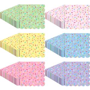 Crtiin 150 Pcs Colorful Donut Sprinkle Napkins 2 Ply Disposable Cocktail Napkins Paper Sprinkle Party Decorations for Baby Shower Birthday Ice Cream Party Supplies (Scalloped)