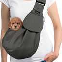 SlowTon Dog Carrier Sling - Thick Padded Shoulder Strap Adjustable Dog Carriers for Small Dogs, Puppy Carrier Purse for Pet Cat with Front Zipper Pocket Safety Belt Machine Washable (Gray, XS)