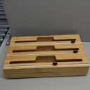 Cozee Bay Bamboo Wrap Dispenser with Cutter, Plastic Wrap Organizer, Aluminum Foil Organization, and Wax Paper Dispenser Holder for Kitchen Drawer and Wall, Compatible with 12" Roll (02 White)