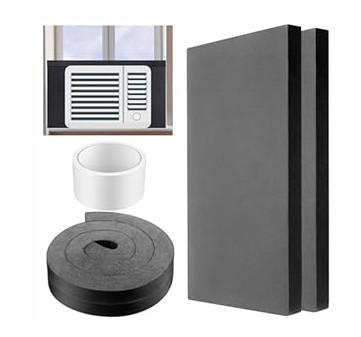 Pangda 2 Pcs Pcs 17 x 9 x 7/ 8 Inch Window Air Conditioner Insulated Foam Panels Insulation Winter Ac Side Surround Panels Kit with Top Seal Strip for Summer and Winter Indoor (Black)