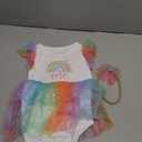 ODASDO Baby Girl Boho Rainbow 1st First Birthday Outfit I'm One Year Old Party Cake Smash Flutter Sleeve Fairy Tulle Tutu Romper Dress with Bowknot Headband Set Summer Photo Shoot Colorful 9-12M