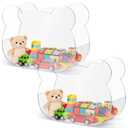 2 Pack Acrylic Wall Organizer, Acrylic Toy Dispenser for Wall, Bear Shape Toy Storage Display with Back Panel Hanging Clear Holder for Blocks, Snacks, Cars