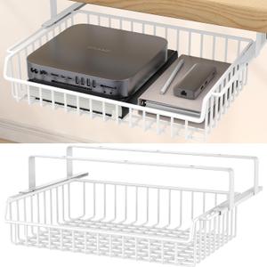 ENONCI Under Desk Drawer, Slide Out Design,No Drill Metal Under Desk Cable Management, Under Table Storage Shelf Tray Basket Under Table Drawer Organizer for Office, Home, Workspace, Cabinet