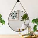 POZINO Round Hanging Mirror, Circle Wall Mirror with Rope, 20 Inch Farmhouse Mirror for Bathroom Bedroom Living Room Entryway Home Decor, Grey (20"L x 20"W)