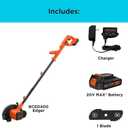 BLACK+DECKER 20V MAX Cordless Edger Lawn Kit, 1.5 Ah Battery & Charger Included, 4 Position Adjustable Height, Lightweight, 7.5" Double Edge Blade (BCED400C1)