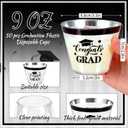 AnyDesign 50Pcs Graduation Plastic Cups with Rim 9 Oz Disposable Cup Clear Congrats Grad Party Drinking Cup for Graduation Class of 2026 Celebration Party Supplies 