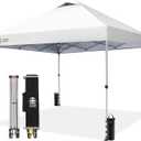 10x10 Pop Up Canopy Tent with One Push Setup, 3 Adjustable Heights, White