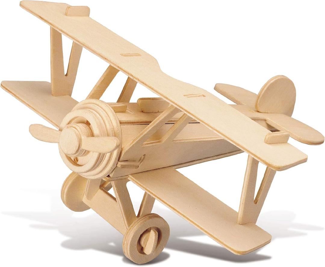 Puzzled 3D Puzzle Nieuport 17 Airplane - Wood Craft Construction Model Kit Aircraft, Fun Educational DIY Wooden Toy Assemble Model Unfinished Craft Hobby to Build & Paint for Decoration - 30pc Pack