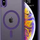 Anuck Case for iPhone Xs Max Case Magnetic Phone Case Compatible with MagSafe, Soft TPU Bumper Hard Translucent Matte Back Slim Fit Shockproof Protective Cover for Men Women Girls - Dark Purple