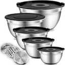 COOK WITH COLOR Stainless Steel Mixing Bowls Set with Lids - Nesting Bowls with Non-Slip Bottom, Silver, 14 Pieces