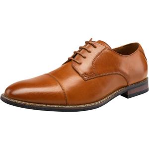 Jousen Men's Dress Cap Toe Shoes Wingtip Brogue Oxfords for Men Business Formal Derby Shoes (11, 603-cap Toe Yellow Brown)