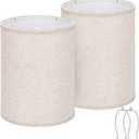Tall Drum Lamp Shades Set of 2, 10"Top x10" Bottom x 13"High, Beige Lampshade for Table Lamp Floor Lamp, Replacement Lampshades Natural Linen Handcrafted, Spider, Harp Holders Included, Easy Assembly