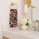 Funky Leopard Hand Towels for Girls Bathroom Dorm, Cheetah Leopard Print Bathroom Decor, Trendy Modern Cheetah Print Decorative Kitchen Dish Tea Towels, 16x24 Inch Set of 2