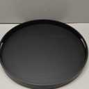 FramePro Large Round Wooden Coffee Table Trays 20" - Multi-Functional Home Decor Ottoman Serving Platter Black