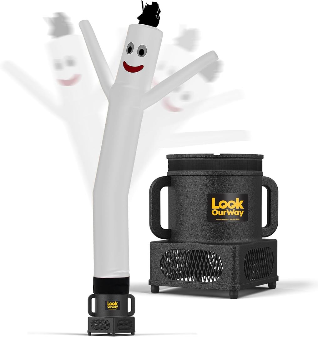 LookOurWay Air Dancers Wacky Waving Inflatable Tube Guy - 7ft Tall Inflatable Advertising Waving Dancing Man with Sky Dancer Blower - White