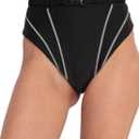 Womens Reflective Rave Booty Shorts - High Waist Thong Bottom Buckle Waistband EDC Pole Dance Pants Festival Outfit (Small, Black)
