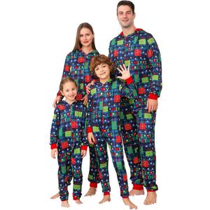 VNVNE Matching Christmas Onesie Pajamas for Women/Men/Couples/Family, Xmas Holiday Long Sleeve One-Piece Adults Pjs Sleepwear (Small)