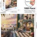 Puzzles for Adults 1000 Pieces, Rocorose Sunset Courtyard Puzzle Sea Landscape Challenging Family Puzzles for Gift Game Night Fun Activity Christmas Home Decor