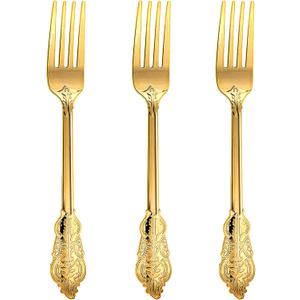 N9R 100PCS Gold Plastic Forks, 7.48inch Disposable Gold Plastic Silverware, Heavy Duty Plastic Forks for Parties, Weddings and Events N9R 100PCS Gold Plastic Forks, 7.48inch Disposable Gold Plastic Silverware, Heavy Duty Plastic Forks for Parties, Weddings and Events