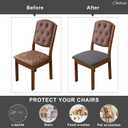 CALBODE Waterproof Seat Covers for Dining Room Chairs Set of 4 with Stretch Bench Slipcover Jacquard Chair Covers Removable Washable Kitchen Chair Seat Cushion Protector(Dark Gray, 5 PCS)