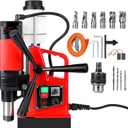 1400W Magnetic Drill Press, 810 RPM, 2 Inch Boring Diameter, Double Track, Portable Magnetic Drill with 6Pcs Drill Bits for Metal Surface, Industrial and Home Improvement
