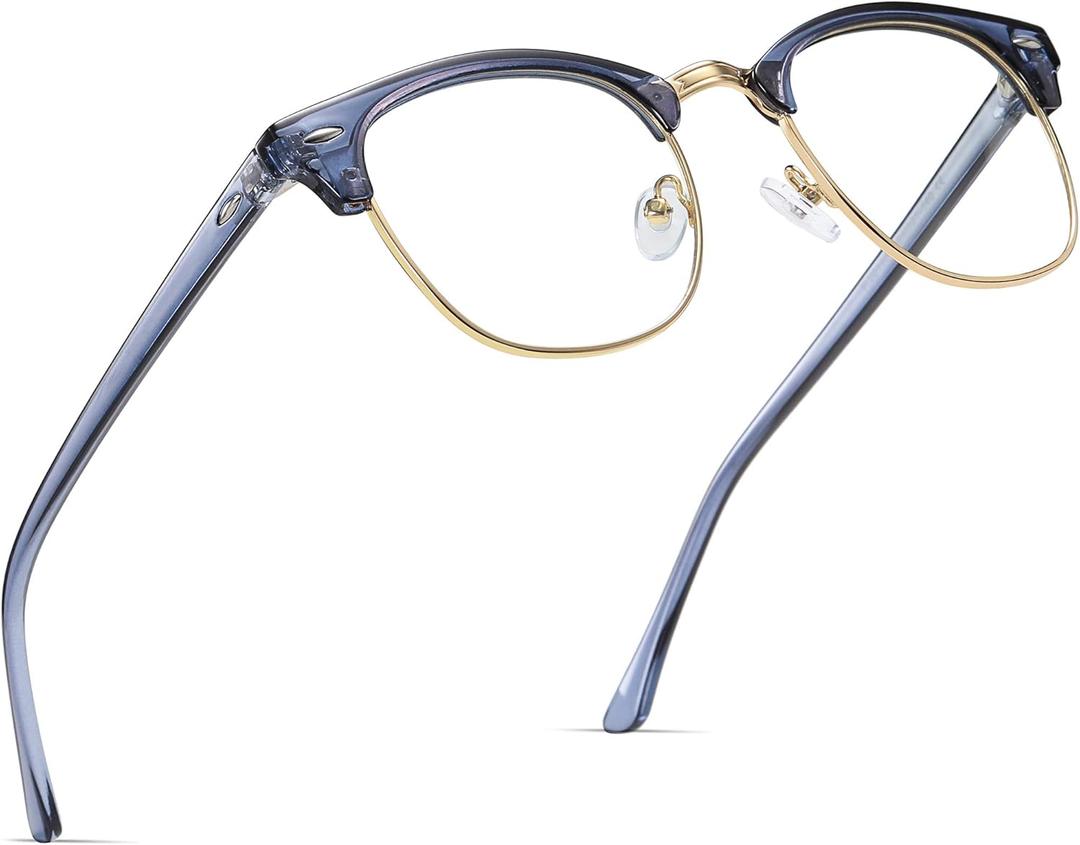 Blue Light Blocking Glasses Vintage Half Frame UV Clear Lens Anti Eyestrain Computer Gaming Glasses for Men Women