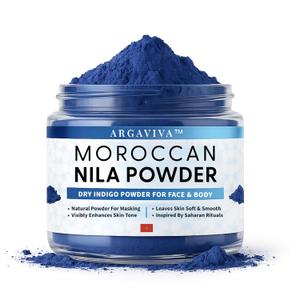 Moroccan Nila Powder  Natural Blue Clay Mask for Face, Body & Hair  Exfoliates for Glowing, Even-Toned Skin  Plant-Based & Traditional Hammam Skincare for All Skin Types