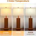 Lovlast 27.5" Wood Table Lamps Set of 2, Modern Farmhouse Bedroom Lamp for Nightstand with USB Charging Port, Natural Wooden Base Table Lamp for Living Room Bedroom, Bulbs Included (Walnut Wood)