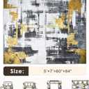 VKLIVING 5'x7' Area Rug Abstract Machine Washable Rug, Non-Slip Modern Woven Boho Soft Carpet Washable Rugs for Living Room, Bedroom, Kitchen, Dining, Office & Home Dcor (Gold Brushstroke)