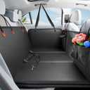 Back Seat Extender for Dogs, Heavy-Duty Hard Bottom Backseat Cover, Car Hammock for Dogs & Pets, Upgraded PU Leather - Waterproof & Anti-slip & Anti-scratch & Wipe-down Cleaning for Cars & SUVs