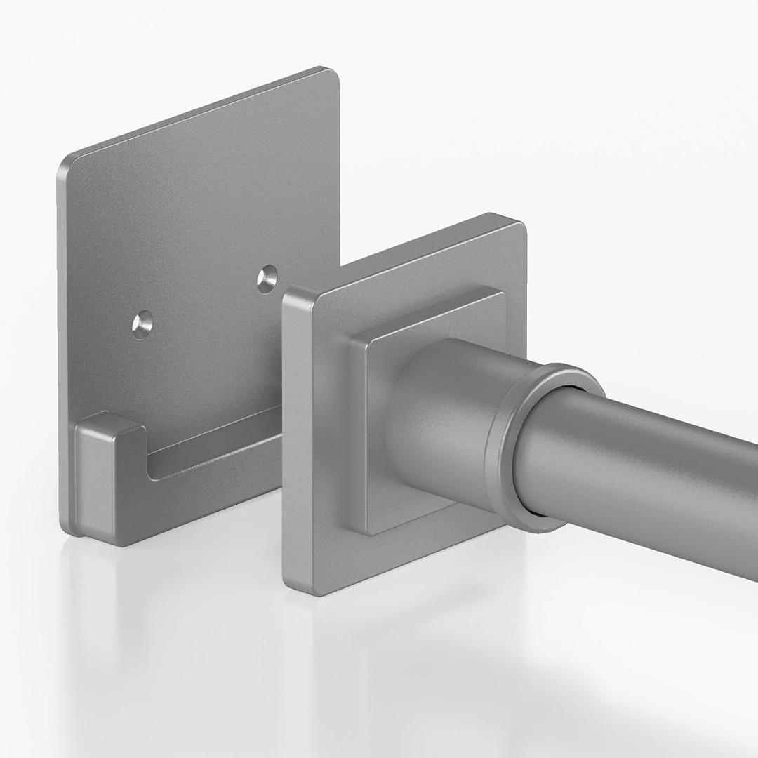 Gray Shower Curtain Rod 31-79 inches, Stainless Steel Shower Rod & Tension Rod, Adjustable Tension Shower Curtain Rod for Bathroom, Windows, Closet (Grey)