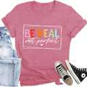 Be Kind Shirt for Women Flower Letter Print Tee Tops Casual Inspirational Kindness T-Shirt (Pink, S)