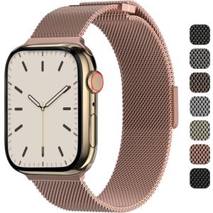 SWITCHEASY Mesh Magnetic Apple Watch Band - For Apple Watch Series 10, 9, Ultra, 8, SE, 7, 6 Mesh Loop for 49mm 46mm 45mm 44mm for Women (Rose Gold)