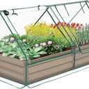 Metal Raised Garden Bed with Greenhouse 2 Large Zipper Windows Dual Use,Galvanized Steel Raised Garden Bed for Gardening Vegetables Fruit,20pcs T-Types Tags & 1 Pair of Gloves,6x3x1FT,Brown (6*3*1ft/GreenHouse, Brown-1)