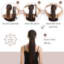 BARSDAR Dark Brown Straight Ponytail Extensions - 26 Inch Long Straight Wrap Around Ponytails for Women, Clip in Ponytail Hair Extensions Synthetic Pony Tails Hairpieces - Dark Brown Mixed