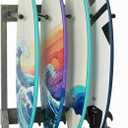 MyGift 4-Ft Tall Rustic Burnt Wood Freestanding Vertical Surfboard Rack, Wakeboard SUP Paddleboard Storage Rack - Holds up to 4 Boards (Vintage Gray)