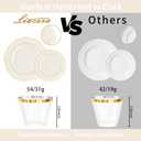 Liacere 350PCS Ivory Plastic Plates-Cream Disposable Plates With Gold Rim-50Guest Baroque Plastic Dinnerware include 100 Plates - 50 Pack Pre Rolled Napkins Silverware 50Cups for WeddingMother's Day