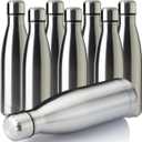 MEWAY 17oz Sport Water Bottle 8 Pack Vacuum Insulated Stainless Steel Leak-Proof Double Wall Cola Shape Water Bottle,Keep Drinks Hot & Cold (Silver,8 Pack)