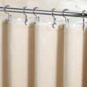 72x84 Tall 3 in 1 Linen Texture Shower Curtain with Liner, Cream/Beige | Long Size, 230GSM Heavy Duty Polyester, Waterproof Clear Liner, Weighted Hem, 12 Plastic Hooks, Hotel Style, Machine Washable