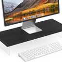 Monitor Stand Riser, Wood & Acrylic Computer Monitor Stand Desk Desktop Organizer Table for Home, Office Workspace, Laptop Riser, Printer, PC & TV Screen Riser (25*10 Inch, Black Oak)