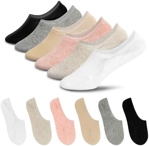 7DaysSocks Women's No Show Non Slip Odor-Free Fragrant Seamless Cotton Socks 6 Pair Set